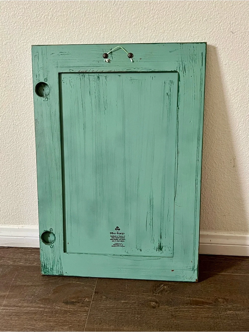 Turquoise Distressed Wood Picture Frame with Portrait Artwork